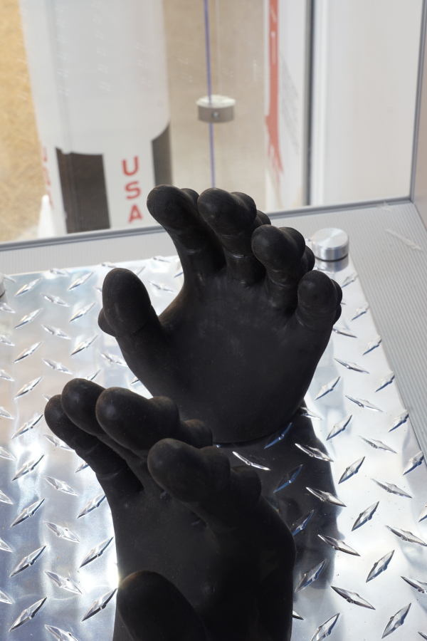 Left Apollo 1 Glove Molds in Grissom Memorial in Mitchell Indiana
