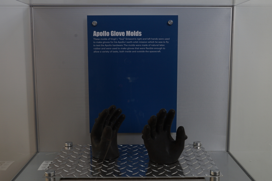Apollo 1 Glove Molds in Grissom Memorial in Mitchell Indiana
