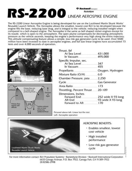 RS-2200 Linear Aerospike Engine data sheet