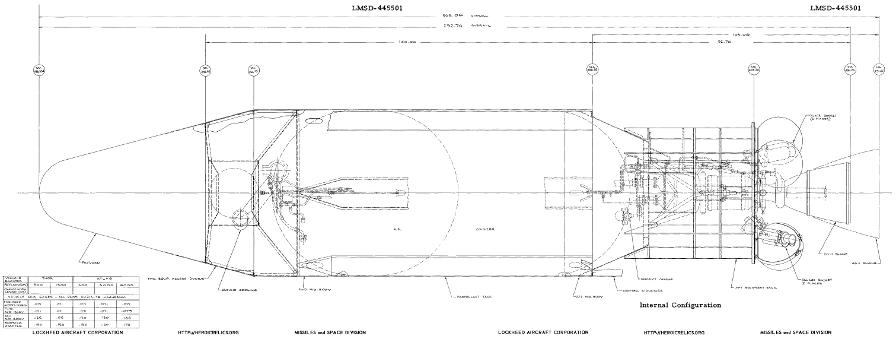 Agena A internal configuration schematic inboard profile