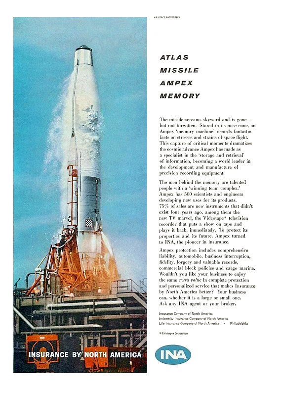 Atlas 4B missile launch magazine ad Ampex