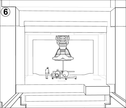 G4049 Engine Vertical Installer raises F-1 rocket engine in F-1 Engine
	Test Stand