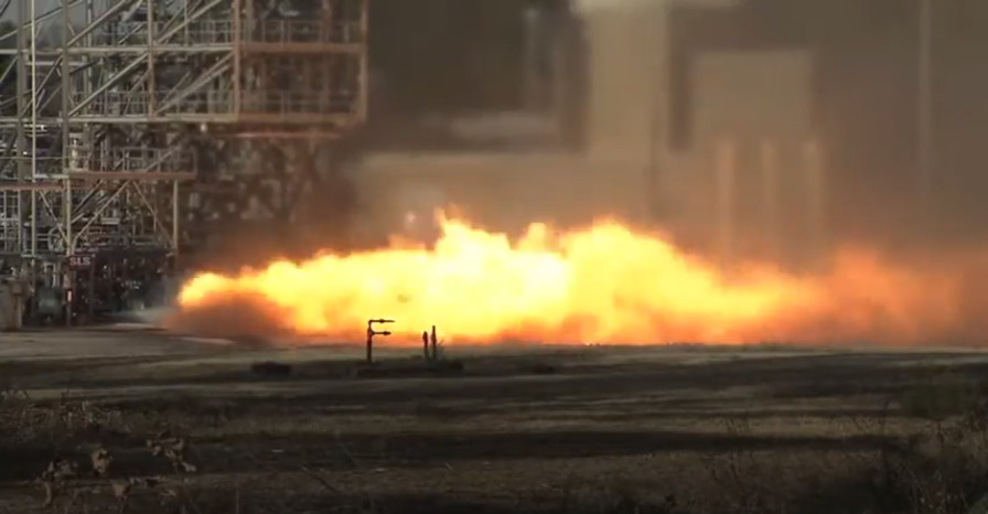 F-1 rocket engine gas generator test fire on January 24, 2013