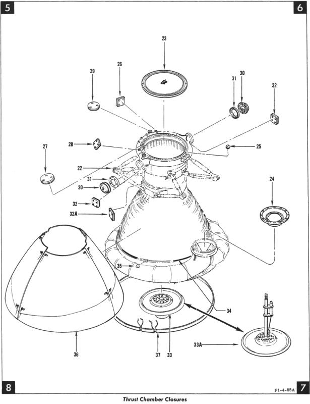 Saturn V F-1 rocket engine thrust chamber parts breakdown