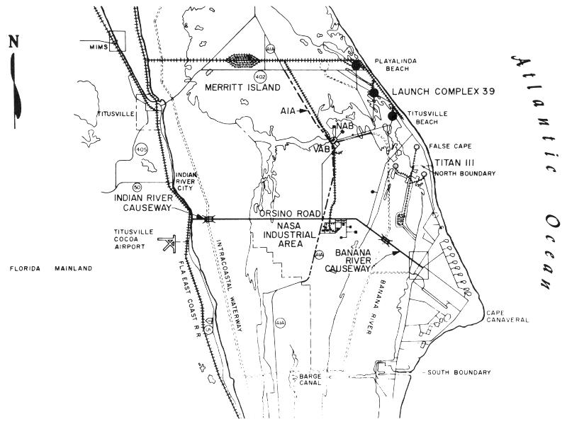 Launch Complex 39A, 39B, 39C, and 39D (LC-39A, LC-39B, LC-39C, and
	LC-39D), with LC-39D depicted with a dotted line