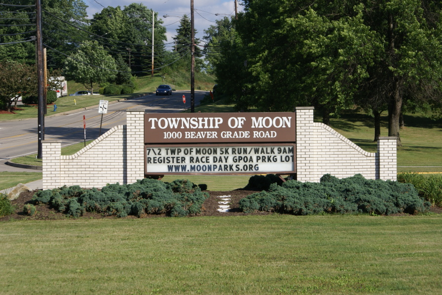 Sign outside of the Moon Township administrative office
