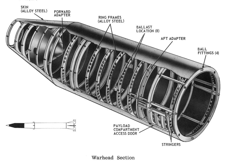 Redstone missile warhead section (aka payload compartment or nose unit)