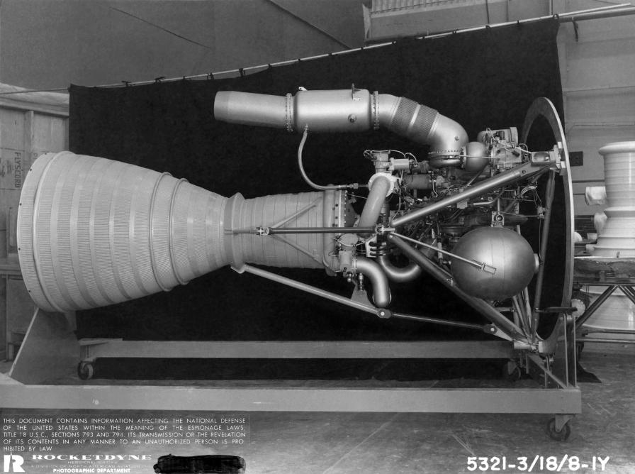 Jupiter missile S-3D rocket engine on dolly