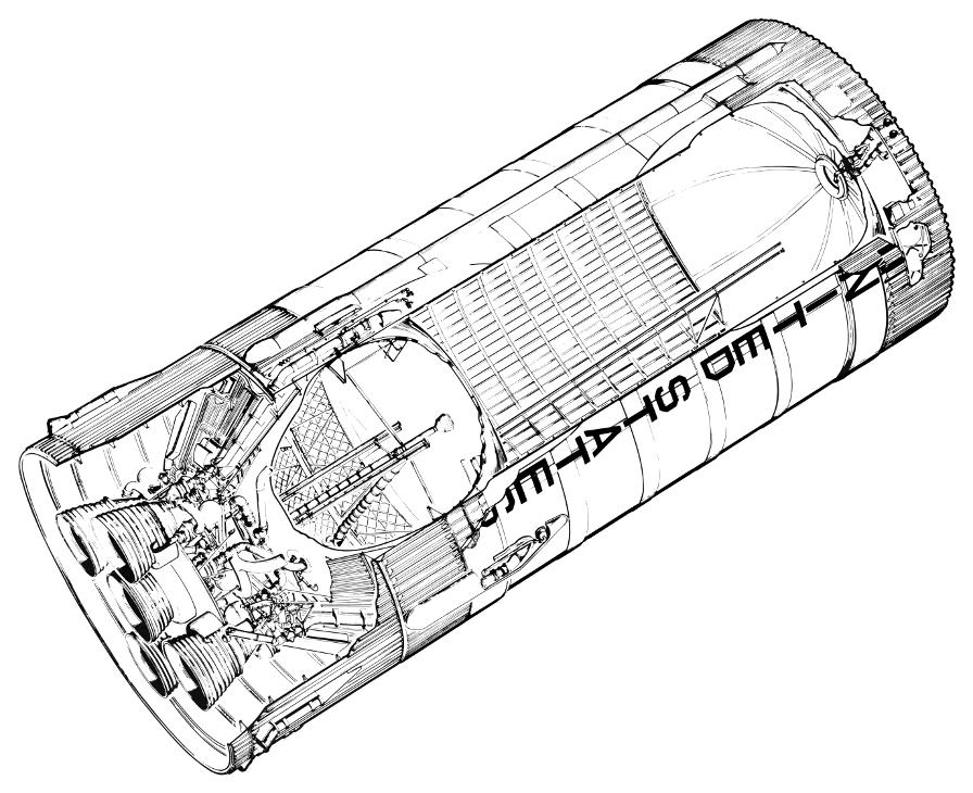 Saturn V Second S-II Stage cut-away diagram