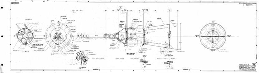 Saturn IB AS-207 Drawing Payload Assembly Layout, Apollo-Saturn