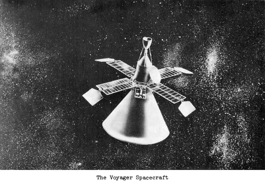 1960s Mars Voyager spacecraft with orbiter and lander