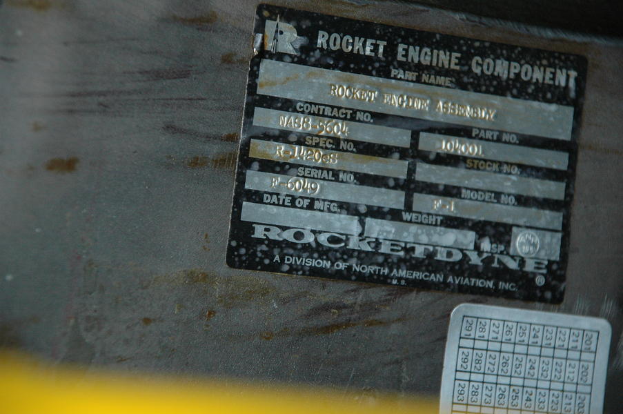 F-1 rocket engine F-6049 serial number ID plate at Smithsonian
	 Udvar-Hazy Center