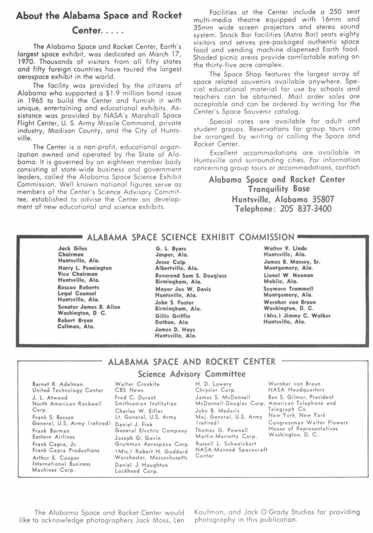 page from early Alabama Space and Rocket Center booklet