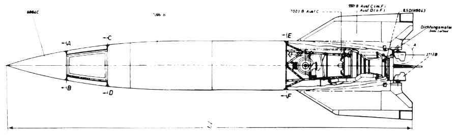 V-2 missile A-4 rocket cutaway engine compartment