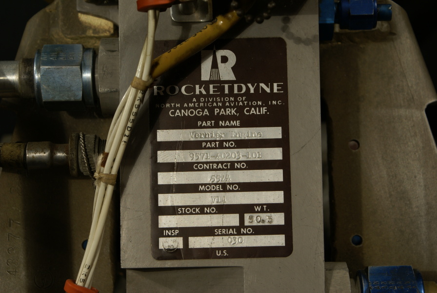 LR-101 Rocket Engine ID plate in Mark Wells Collection