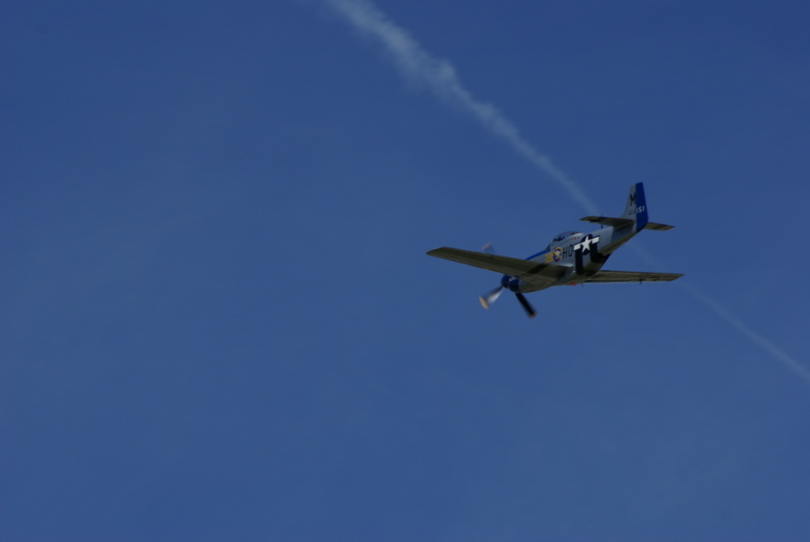 P-51 Petie 2nd In Flight - flying off into the wild blue yonder
