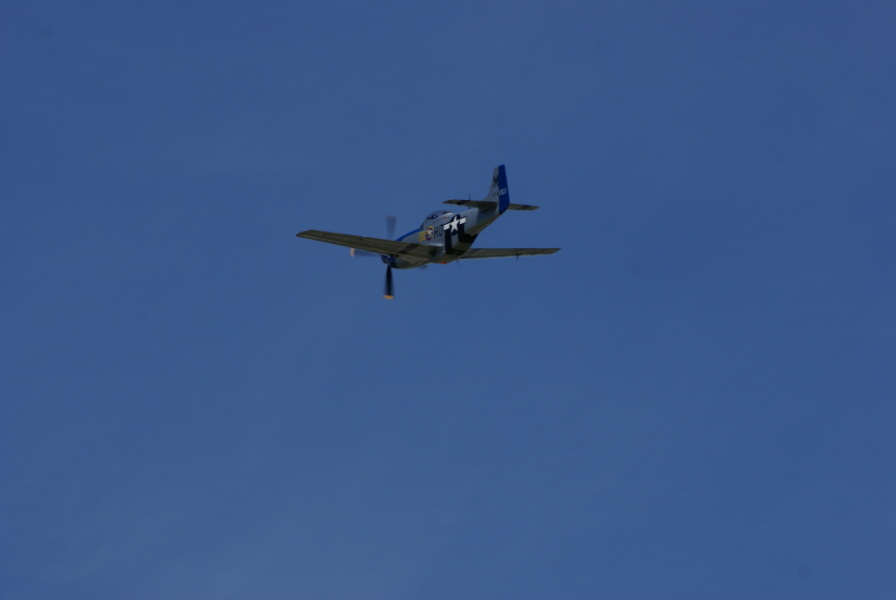P-51 Petie 2nd In Flight - flying off into the wild blue yonder