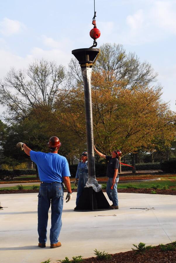 Building 4200 Engines Throat Support Installation (April 8, 2008) at Marshall Space Flight Center Engine Displays