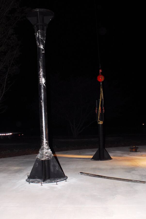 Building 4200 Engines Throat Support Installation (April 8, 2008) at Marshall Space Flight Center Engine Displays