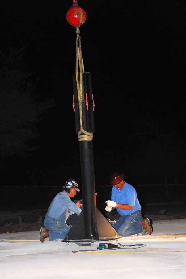 Building 4200 Engines Throat Support Installation (April 8, 2008) at Marshall Space Flight Center Engine Displays