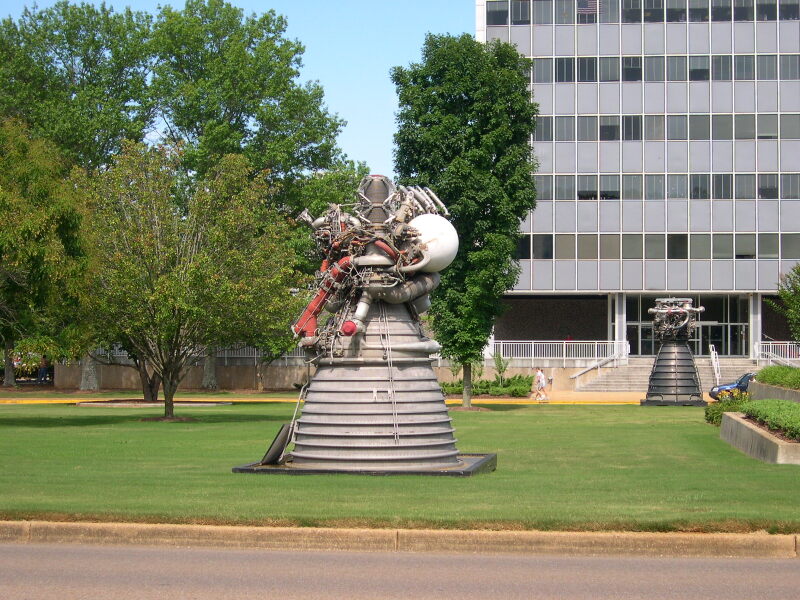 J-2 rocket engine in Earlier Building 4200 Engine Display at Marshall Space Flight Center Engine Displays