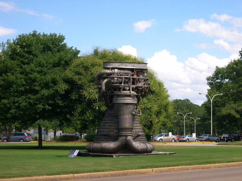 F-1 rocket engine in Earlier Building 4200 Engine Display at Marshall Space Flight Center Engine Displays