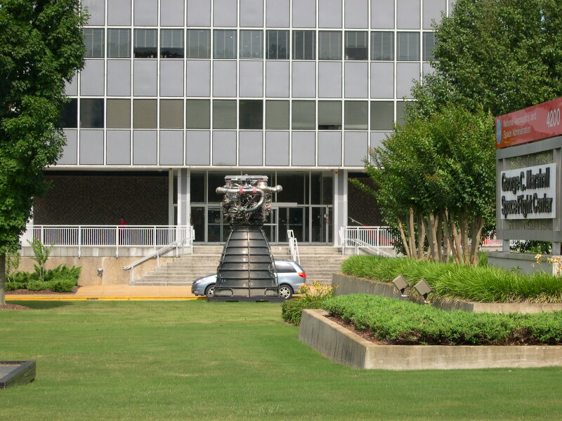 Space Shuttle Main Engine (SSME) in Earlier Building 4200 Engine Display at Marshall Space Flight Center Engine Displays
