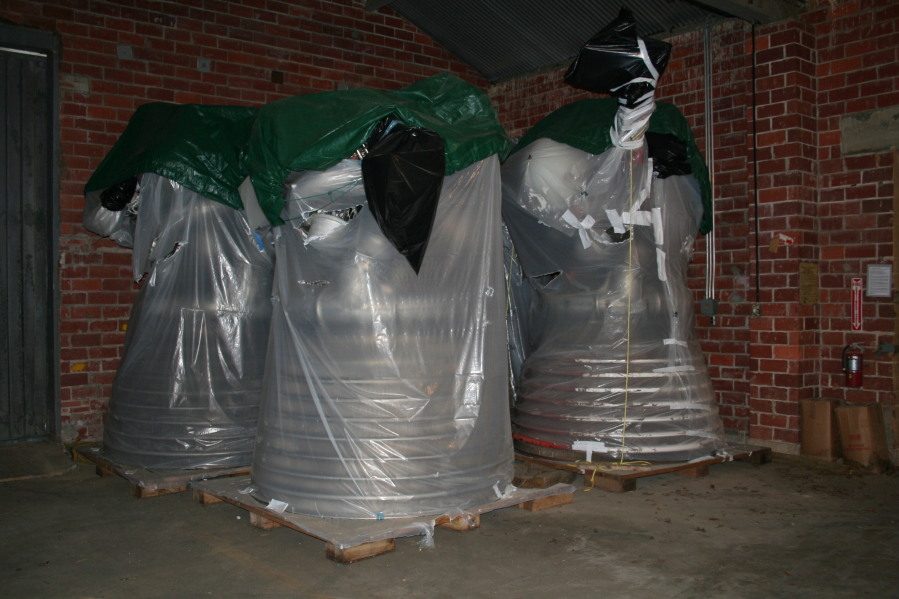 J-2 rocket engines in storage at Marshall Space Flight Center
