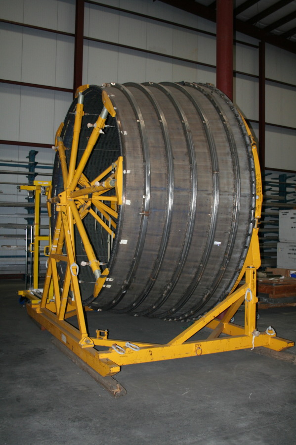 F-1 rocket engine nozzle extension in storage at Marshall Space Flight Center