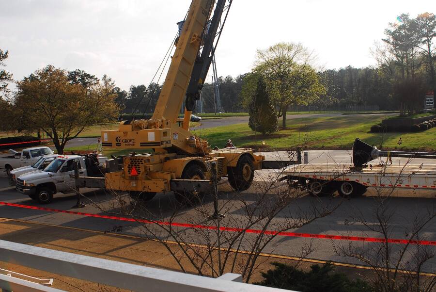 Building 4200 Engines Throat Support Installation (April 8, 2008) at Marshall Space Flight Center Engine Displays