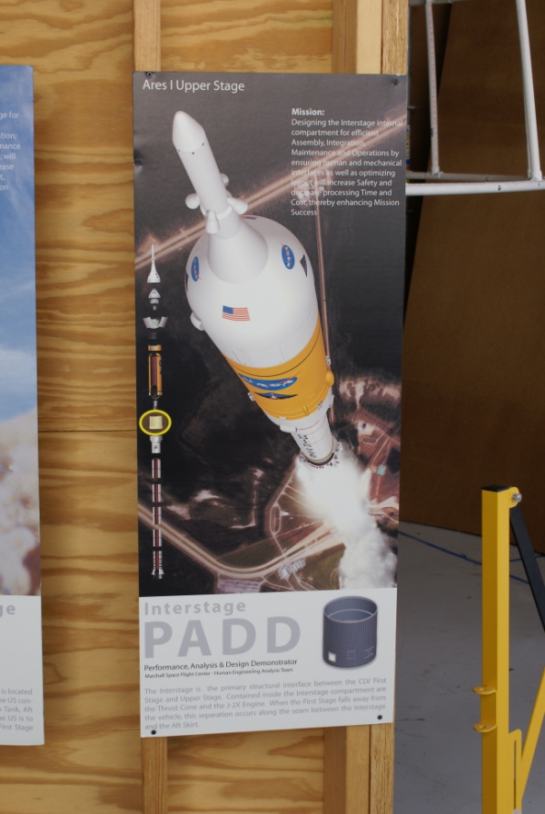 Sign accompanying the Ares I Upper Stage Mockup at Marshall Space Flight Center