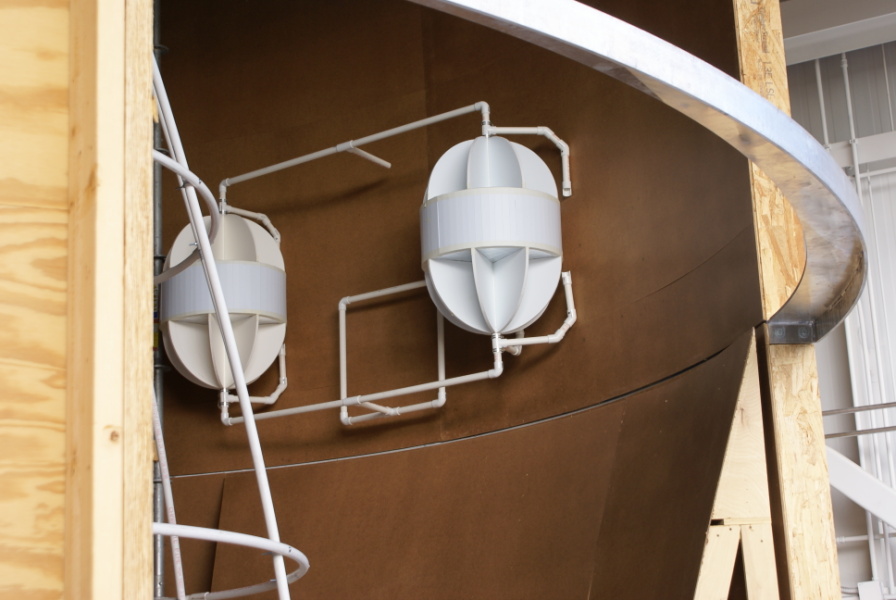 Interior of interstage in Ares I Upper Stage Mockup at Marshall Space Flight Center