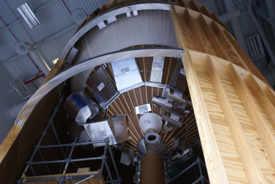 Aft end of the second stage in Ares I Upper Stage Mockup at Marshall Space Flight Center