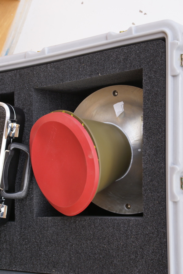 Boost separation motor in Ares I Upper Stage Mockup at Marshall Space Flight Center