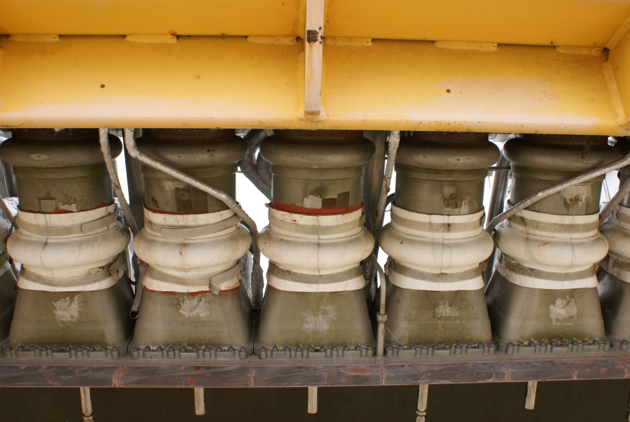 XRS-2200 Linear Aerospike Engine thrust cells at Marshall Space Flight Center Building 4205