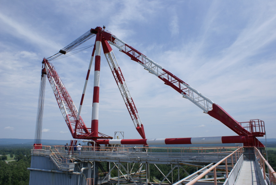200 ton crane at the top of the S-IC Test Stand at Marshall Space Flight Center