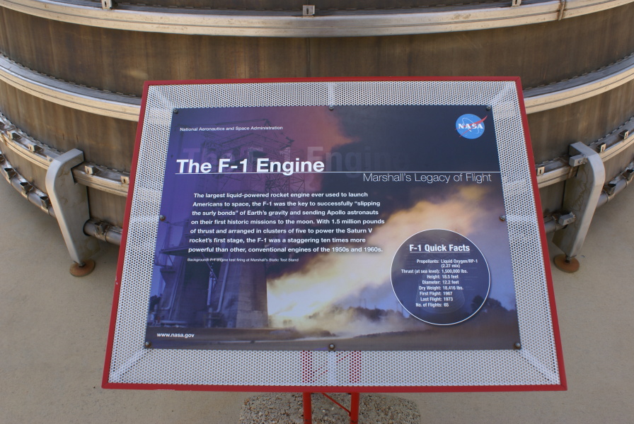 Sign by the F-1 Engine (Building 4200) at Marshall Space Flight Center
