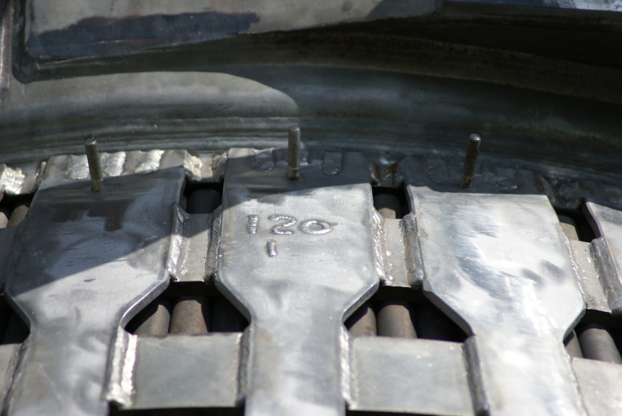 No. 120 tube marking on F-1 Engine (Building 4200) at Marshall Space Flight Center