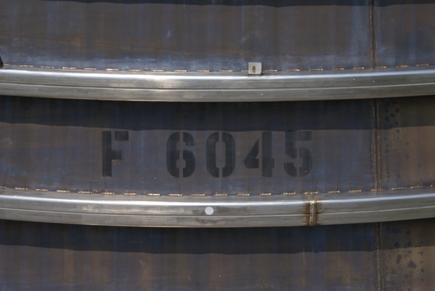 Serial number F-6045 stencilled on F-1 Nozzle Extension F-6045 at Marshall Space Flight Center