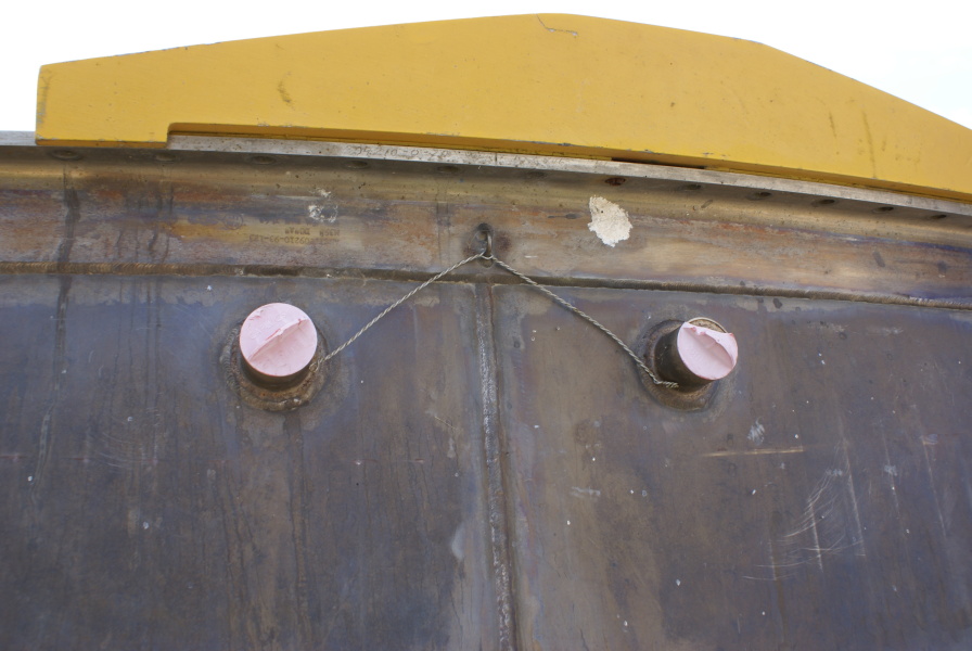 Pyrotechnic igniter bosses on F-1 Nozzle Extension F-6045 at Marshall Space Flight Center