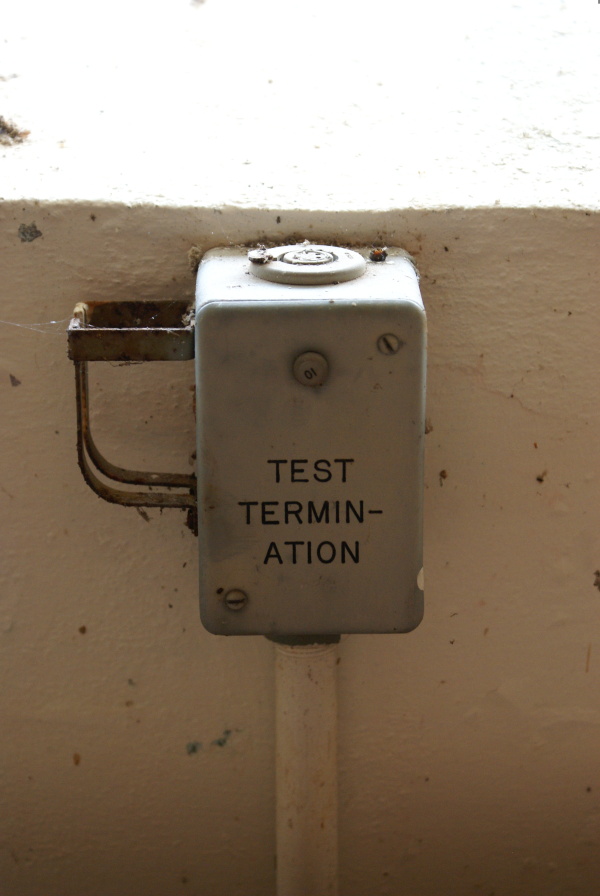 Test termination box in the interior of the F-1 Test Stand Observation Bunker at Marshall Space Flight Center
