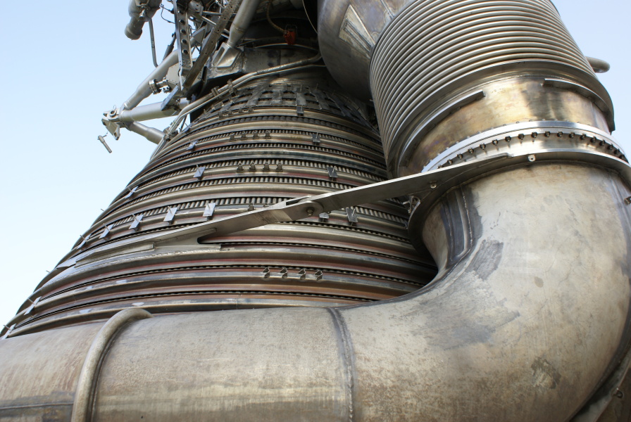 Heat exchanger mounting bracket on F-1 Engine (Building 4200) at Marshall Space Flight Center
