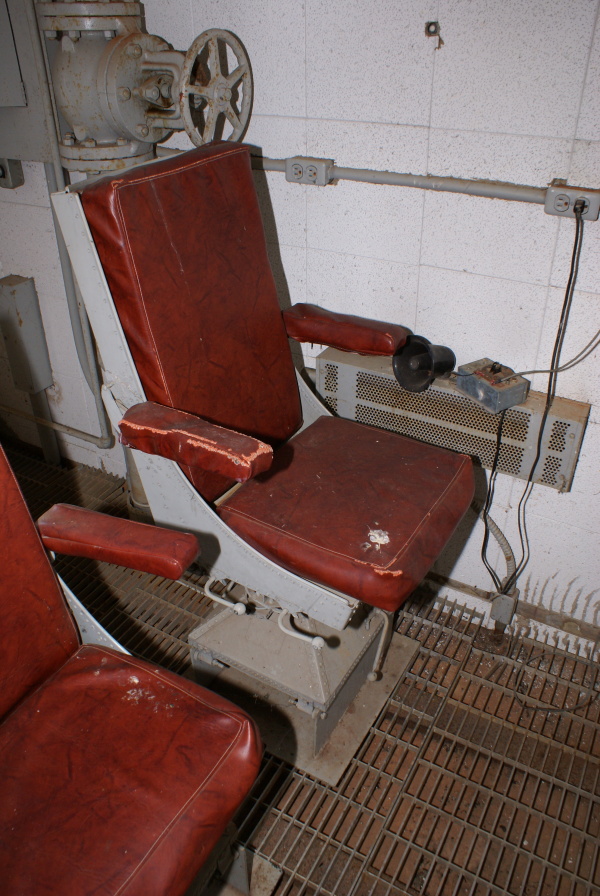 Seats in interior of S-IC Test Stand Observation Bunker at Marshall Space Flight Center