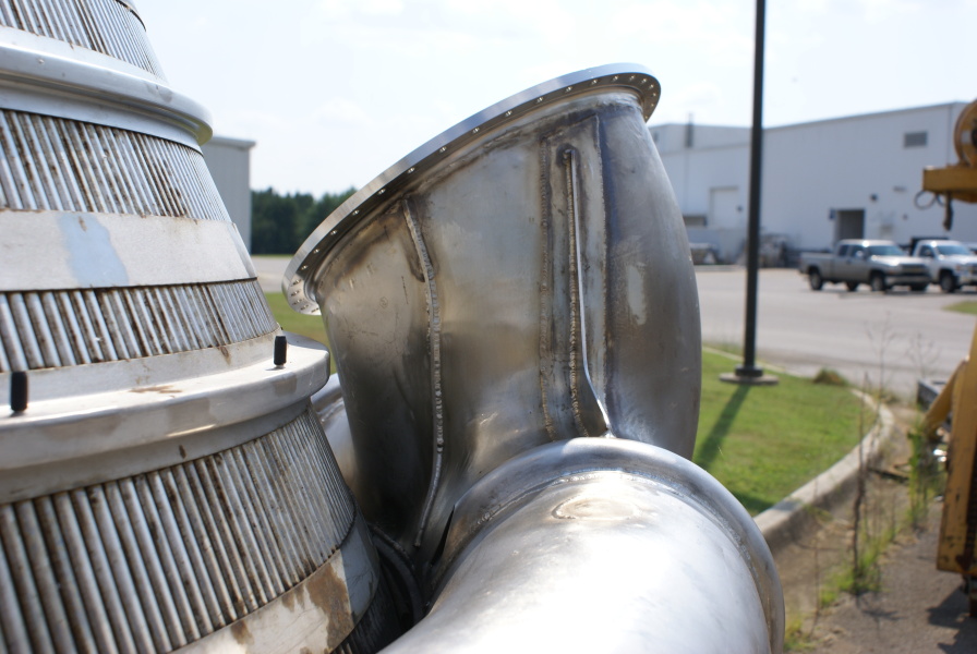 J-2 Engine Thrust Chamber J-2111 LOX turbopump turbine exhaust manifold inlet at Marshall Space Flight Center