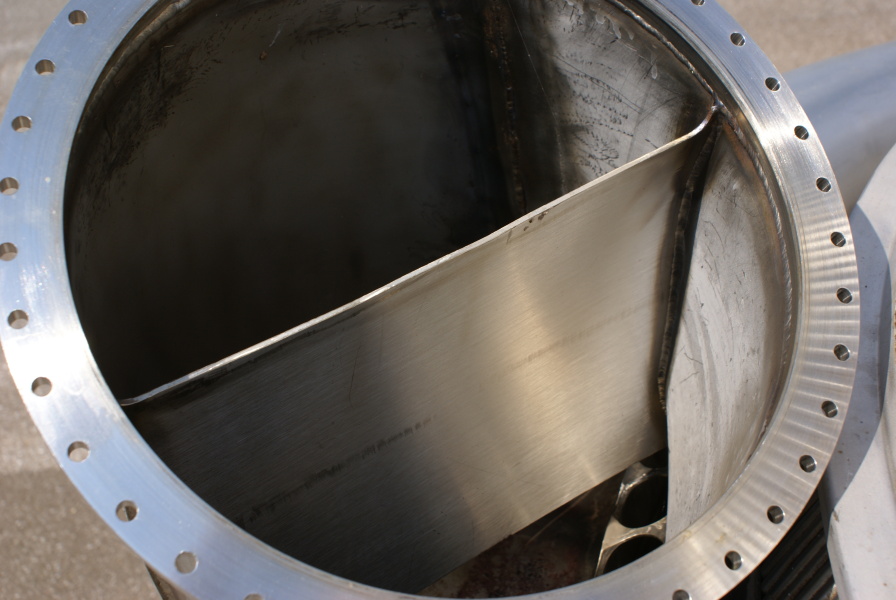 Interior of J-2 Engine Thrust Chamber J-2111 LOX turbopump turbine exhaust manifold inlet at Marshall Space Flight Center