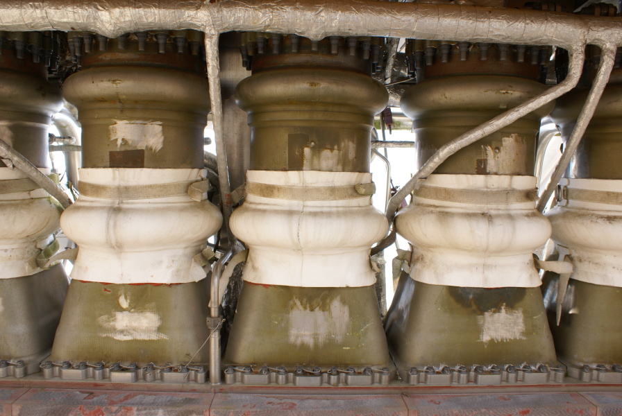XRS-2200 Linear Aerospike Engine thrust cells at Marshall Space Flight Center Building 4205