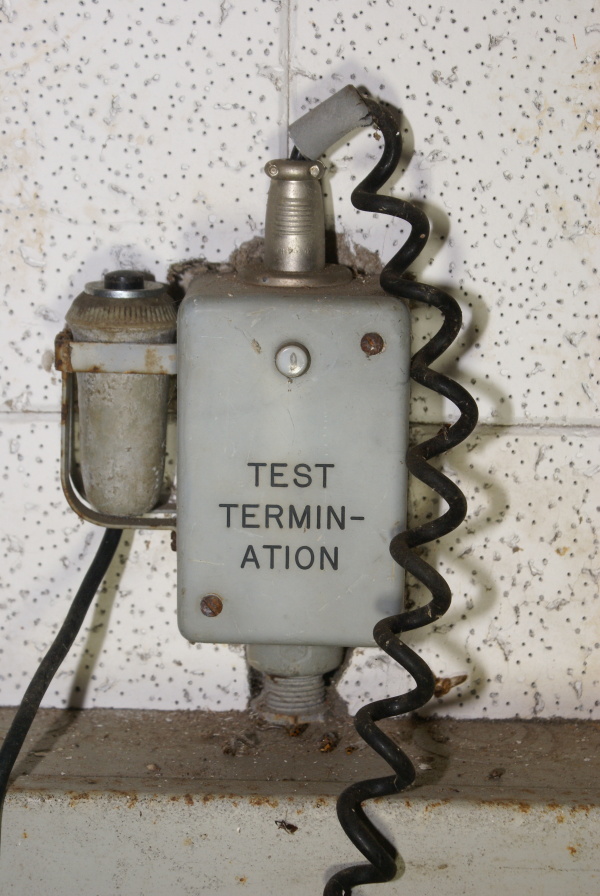 Test termination box in interior of S-IC Test Stand Observation Bunker at Marshall Space Flight Center