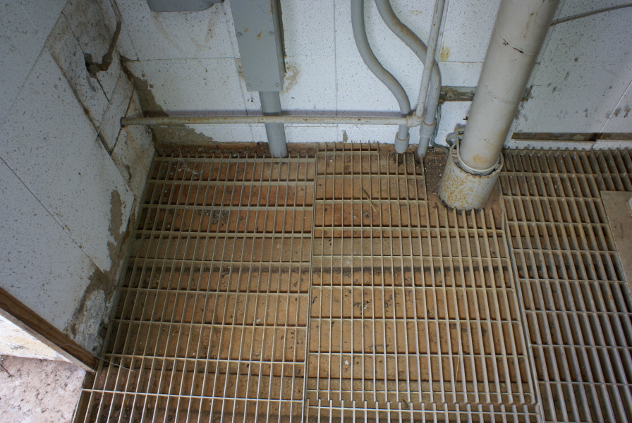 Grating on floor on the interior of S-IC Test Stand Observation Bunker at Marshall Space Flight Center