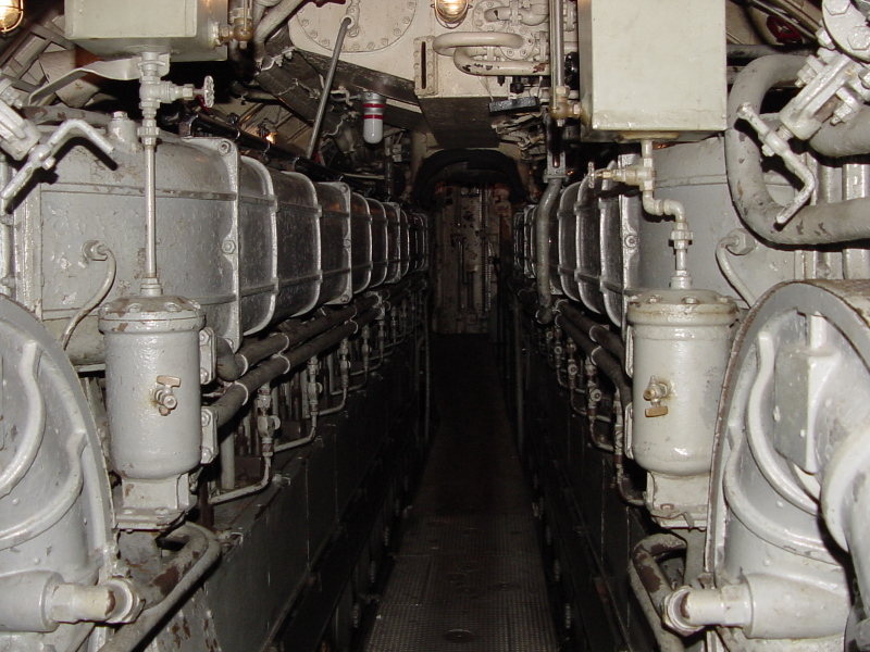 U-505 (pre-relocation) diesel engine room at Museum of Science & Industry