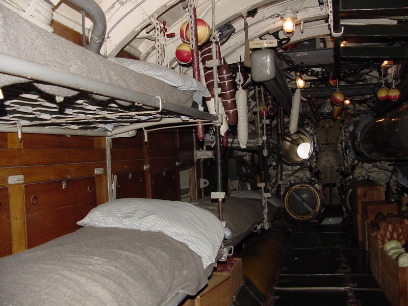 U-505 (pre-relocation) forward topedo room/crew quarters at Museum of Science & Industry